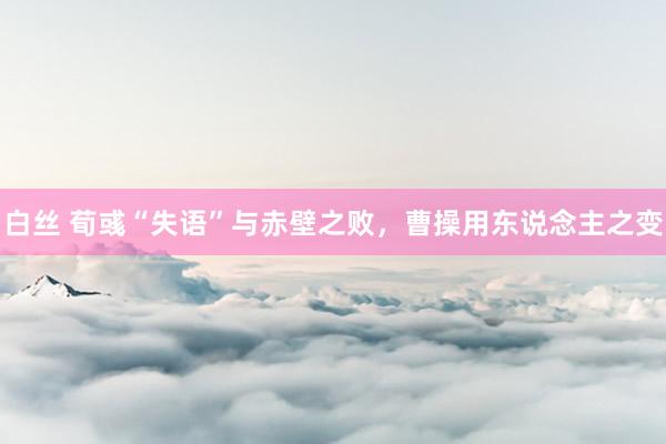 白丝 荀彧“失语”与赤壁之败，曹操用东说念主之变