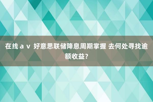 在线ａｖ 好意思联储降息周期掌握 去何处寻找逾额收益？