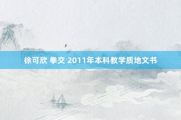 徐可欣 拳交 2011年本科教学质地文书