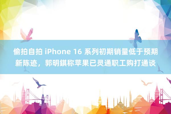 偷拍自拍 iPhone 16 系列初期销量低于预期新陈迹，郭明錤称苹果已灵通职工购打通谈