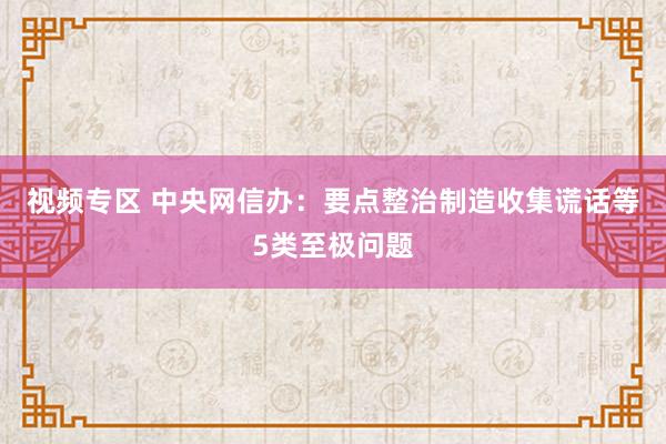 视频专区 中央网信办：要点整治制造收集谎话等5类至极问题