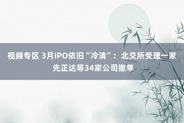 视频专区 3月IPO依旧“冷清”：北交所受理一家 先正达等34家公司撤单