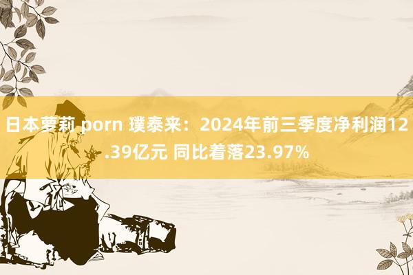 日本萝莉 porn 璞泰来：2024年前三季度净利润12.39亿元 同比着落23.97%