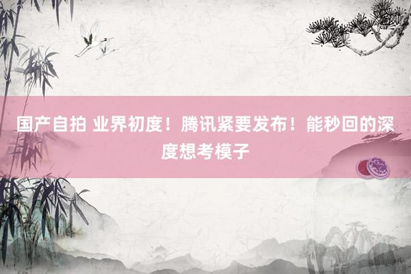 国产自拍 业界初度！腾讯紧要发布！能秒回的深度想考模子
